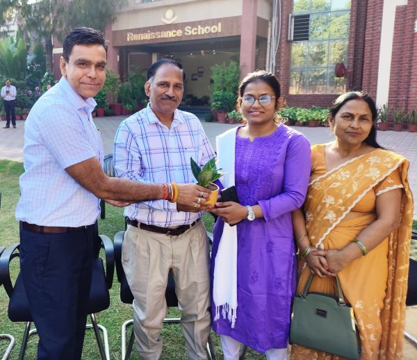 A Moment of Pride at Felicitation of Ms. Garima Sharma, Renaissance School Captain to SDM.