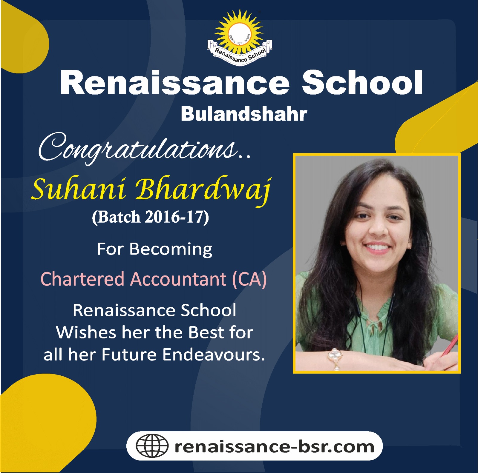 Renaissance Alumna Shines Bright: From Classroom to Chartered Accountant