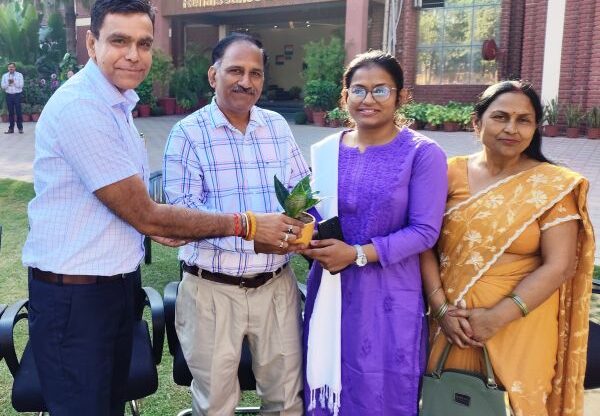 A Moment of Pride at Felicitation of Ms. Garima Sharma, Renaissance School Captain to SDM.